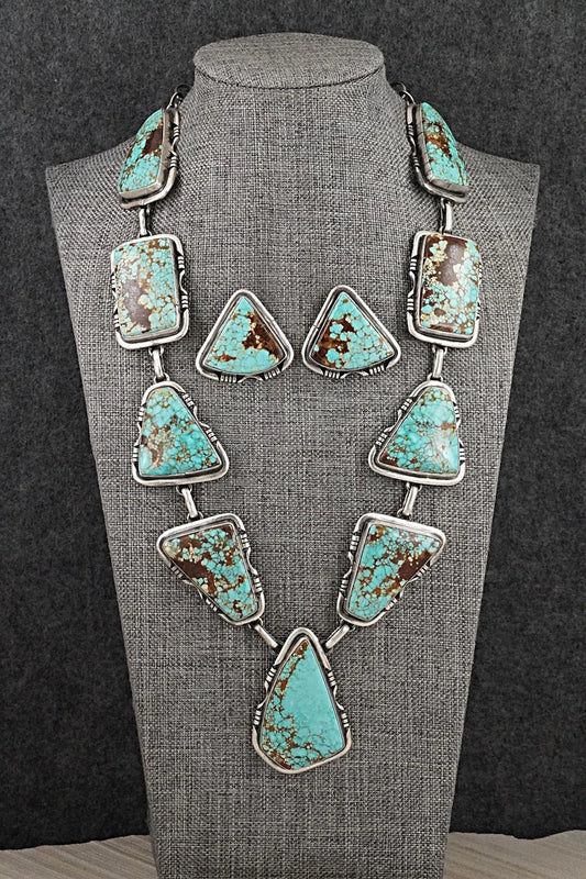 Turquoise & Sterling Silver Necklace and Earrings Set - Paul Livingston