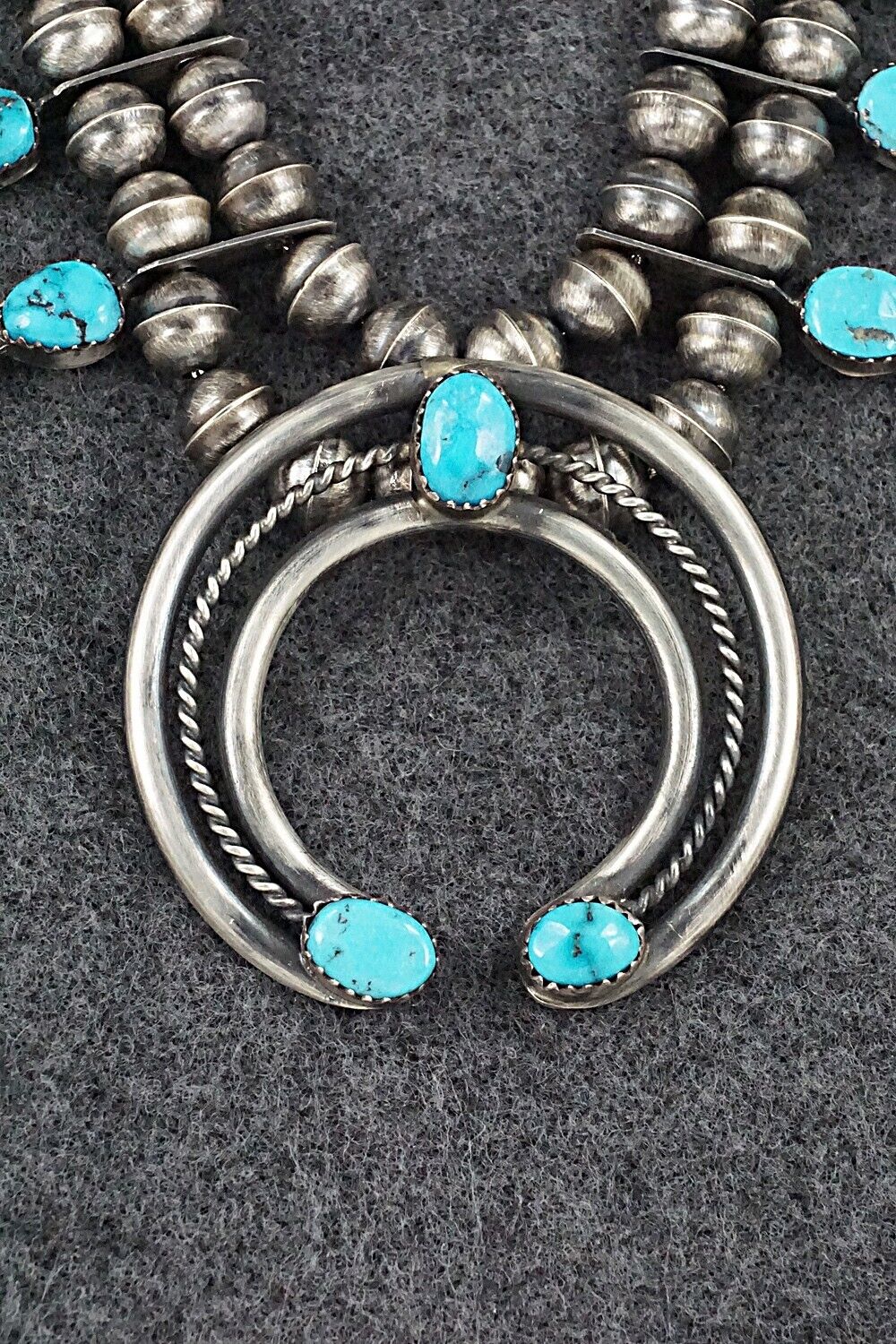 Turquoise & Sterling Silver Squash Blossom Set - Marie Kirlie