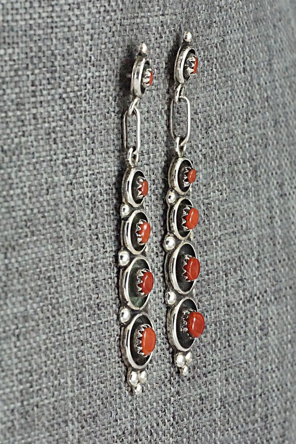 Coral & Sterling Silver Earrings - Michael Boone