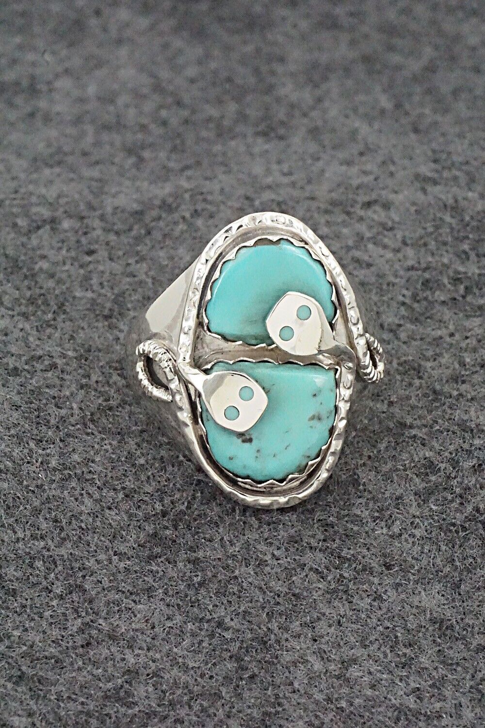 Turquoise & Sterling Silver Ring - Joy Calavaza - Size 13.5