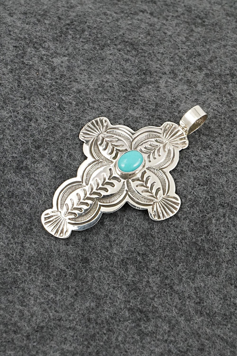Turquoise & Sterling Silver Pendant - Arnold Blackgoat