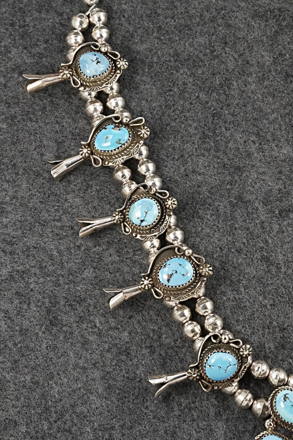Turquoise & Sterling Silver Squash Blossom Set - Phil Nez