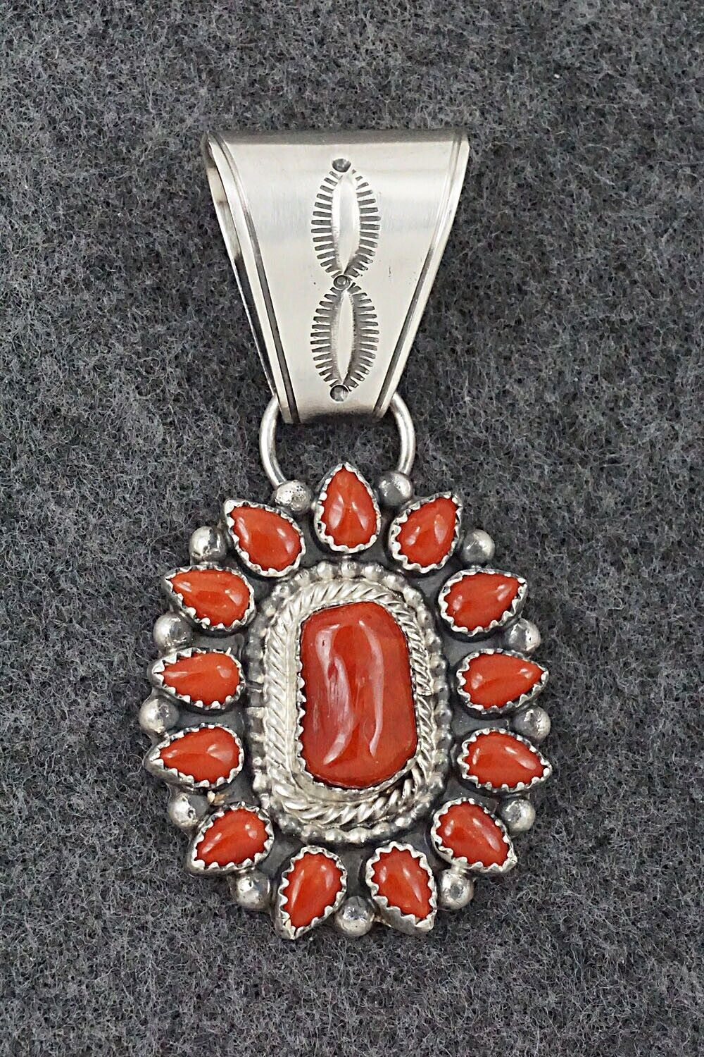 Coral & Sterling Silver Pendant - Tom Lewis