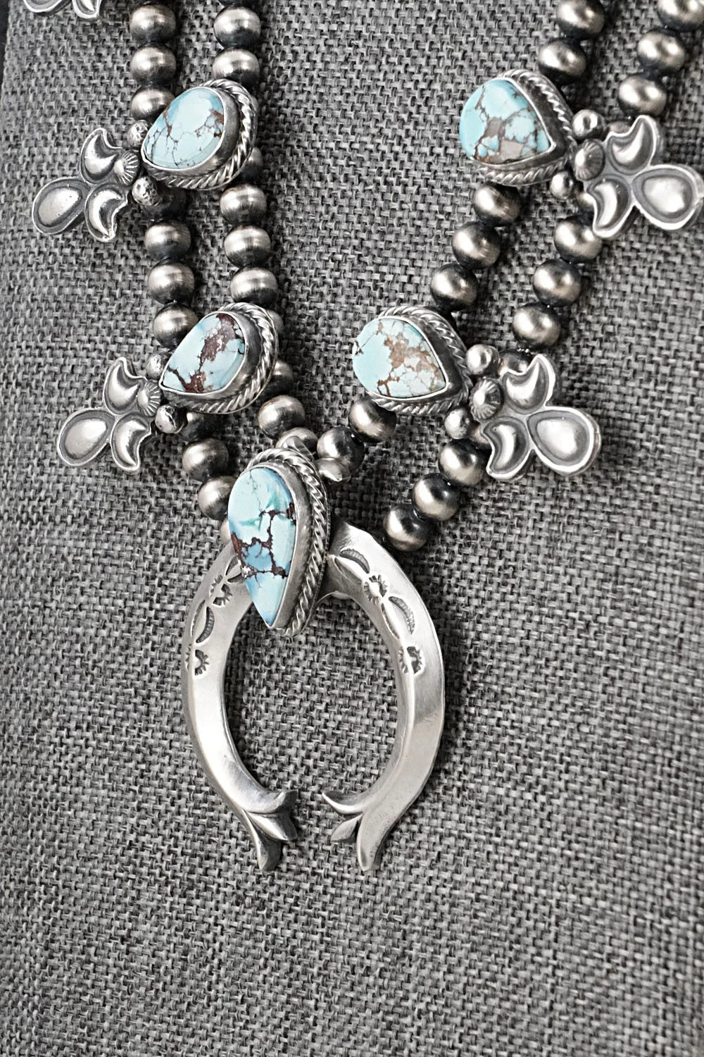 Turquoise & Sterling Silver Squash Blossom Set - Matthew Gordon
