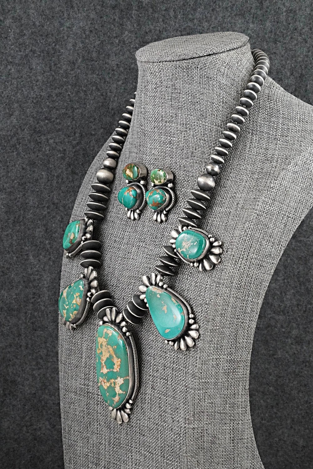 Turquoise & Sterling Silver Necklace and Earrings Set - Chavez & Martin