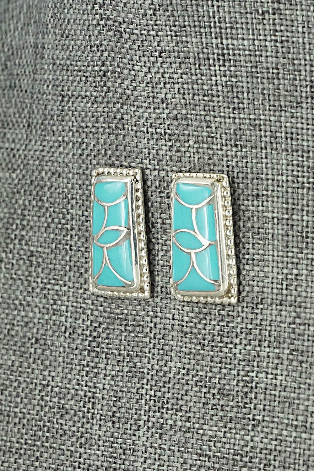 Turquoise & Sterling Silver Earrings - Karlene Seowtewa