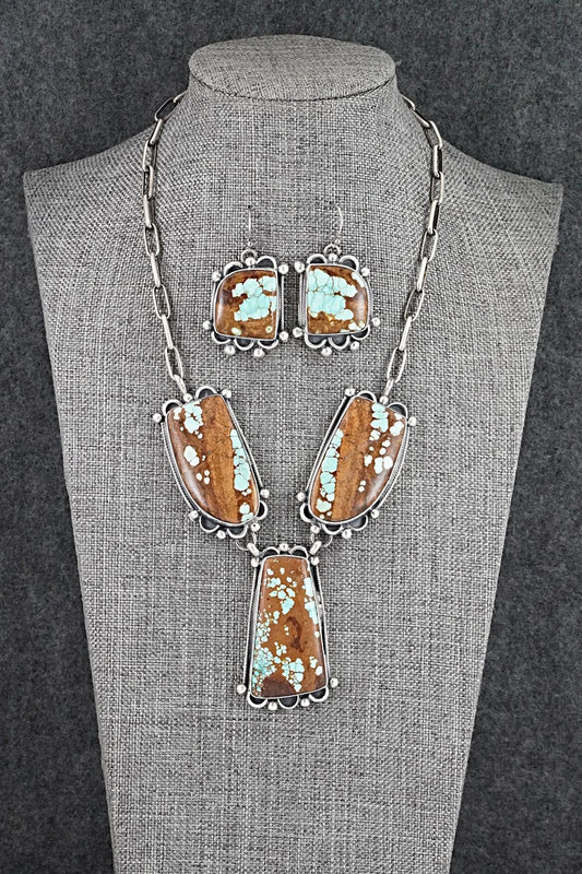 Turquoise & Sterling Silver Necklace and Earrings Set - Bobby Johnson