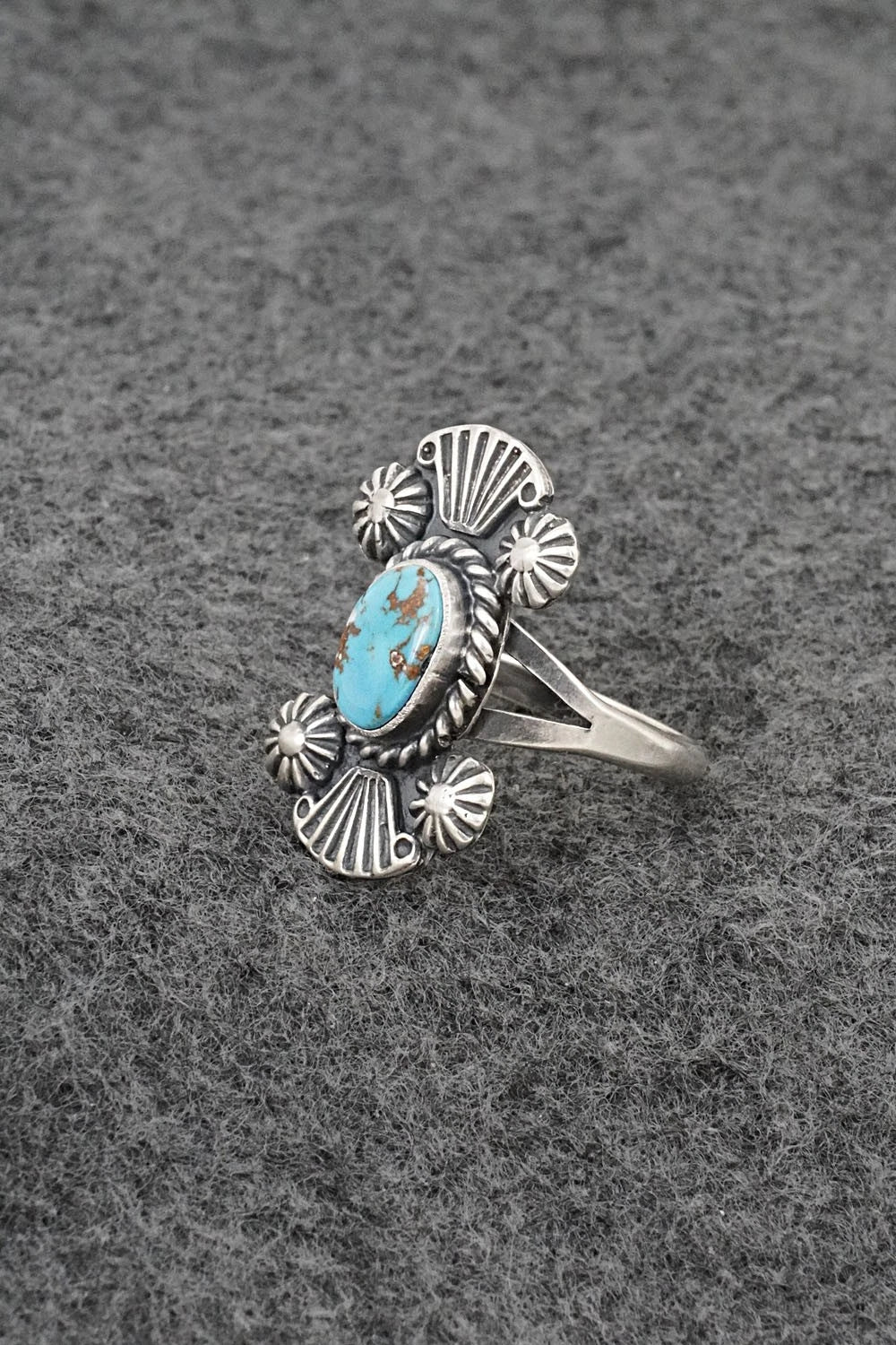 Turquoise and Sterling Silver Ring - Jerryson Henio - Size 8