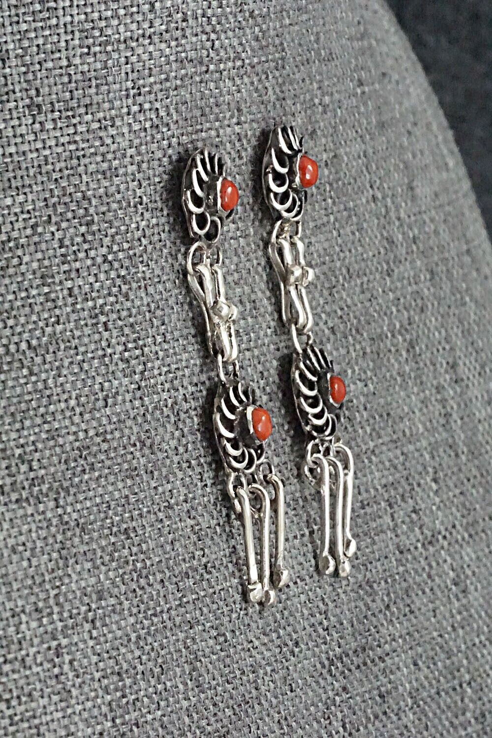 Coral & Sterling Silver Earrings - Diane Bellison
