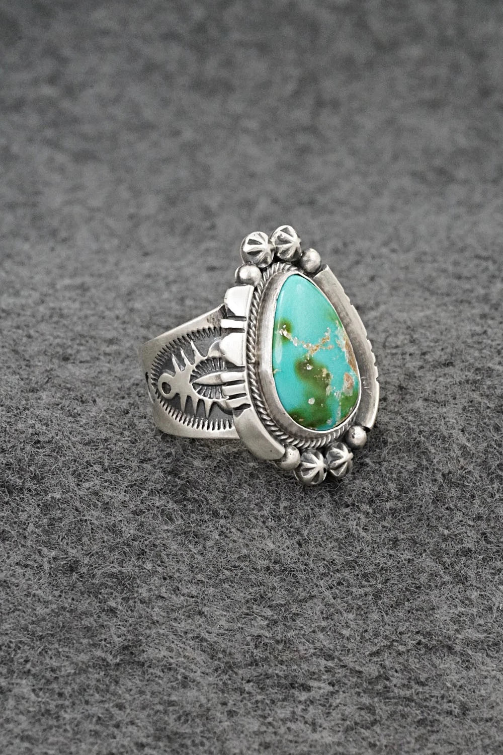 Turquoise & Sterling Silver Ring - Samuel Yellowhair - Size 7.5
