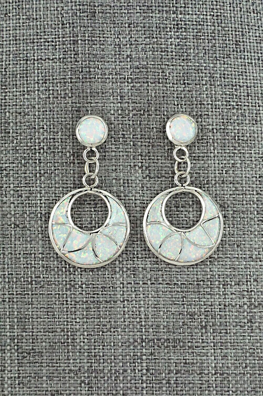 Opalite & Sterling Silver Inlay Earrings - Delorna Lahi