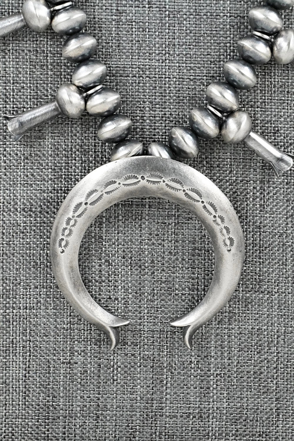 Sterling Silver Navajo Pearl Squash Blossom Necklace - Presley Haley