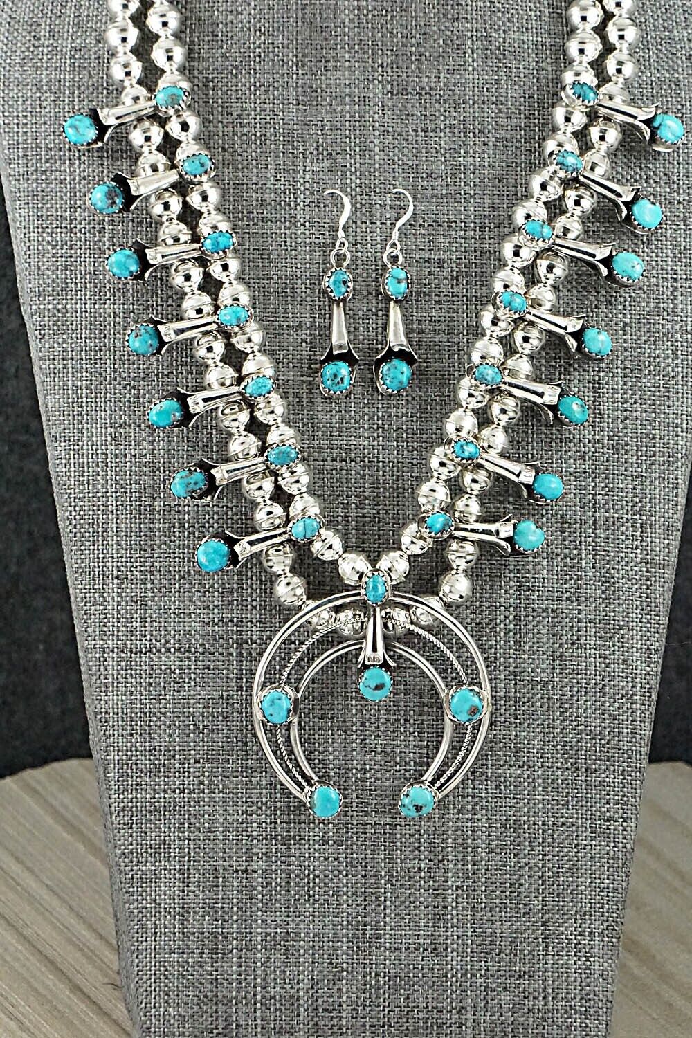 Turquoise & Sterling Silver Squash Blossom Set - Phil Garcia