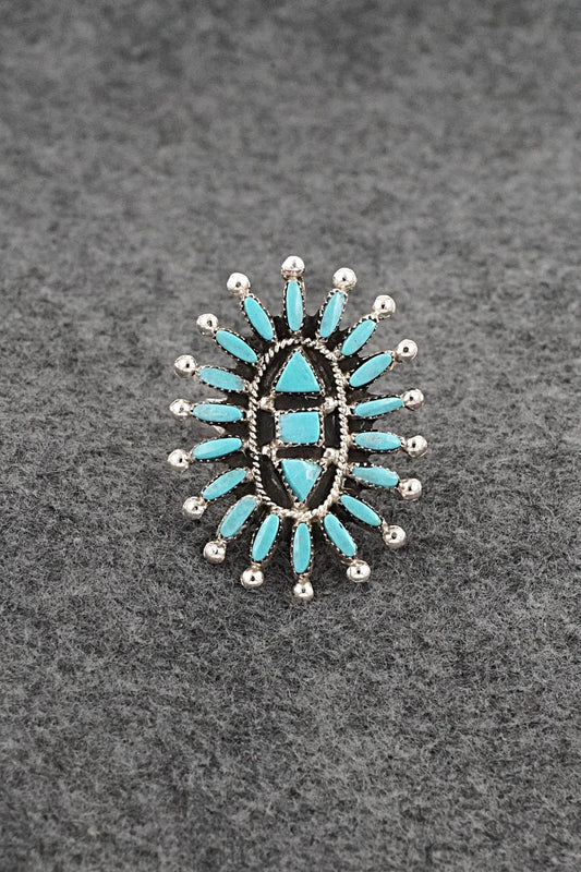 Turquoise & Sterling Silver Ring - Evonne Hustito - Size 8.5