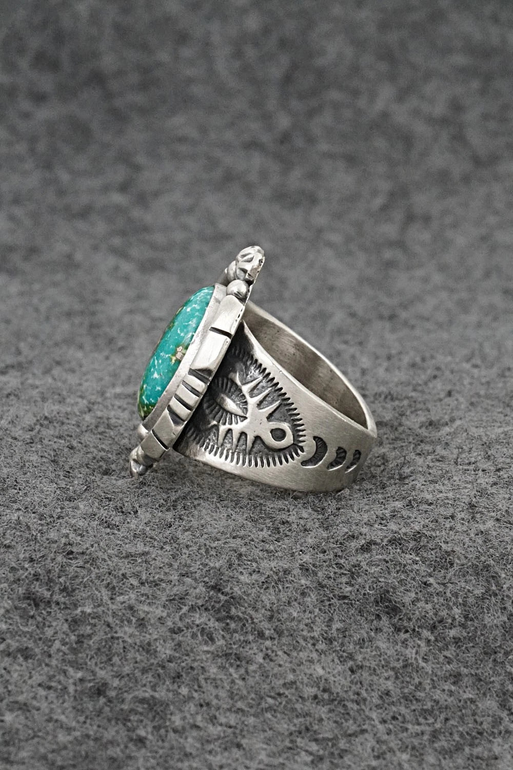 Turquoise & Sterling Silver Ring - Samuel Yellowhair - Size 7.5