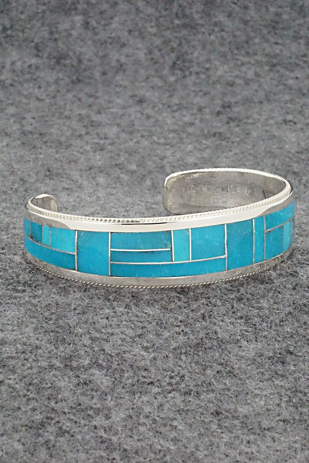 Turquoise & Sterling Silver Inlay Bracelet - Rickel Booqua
