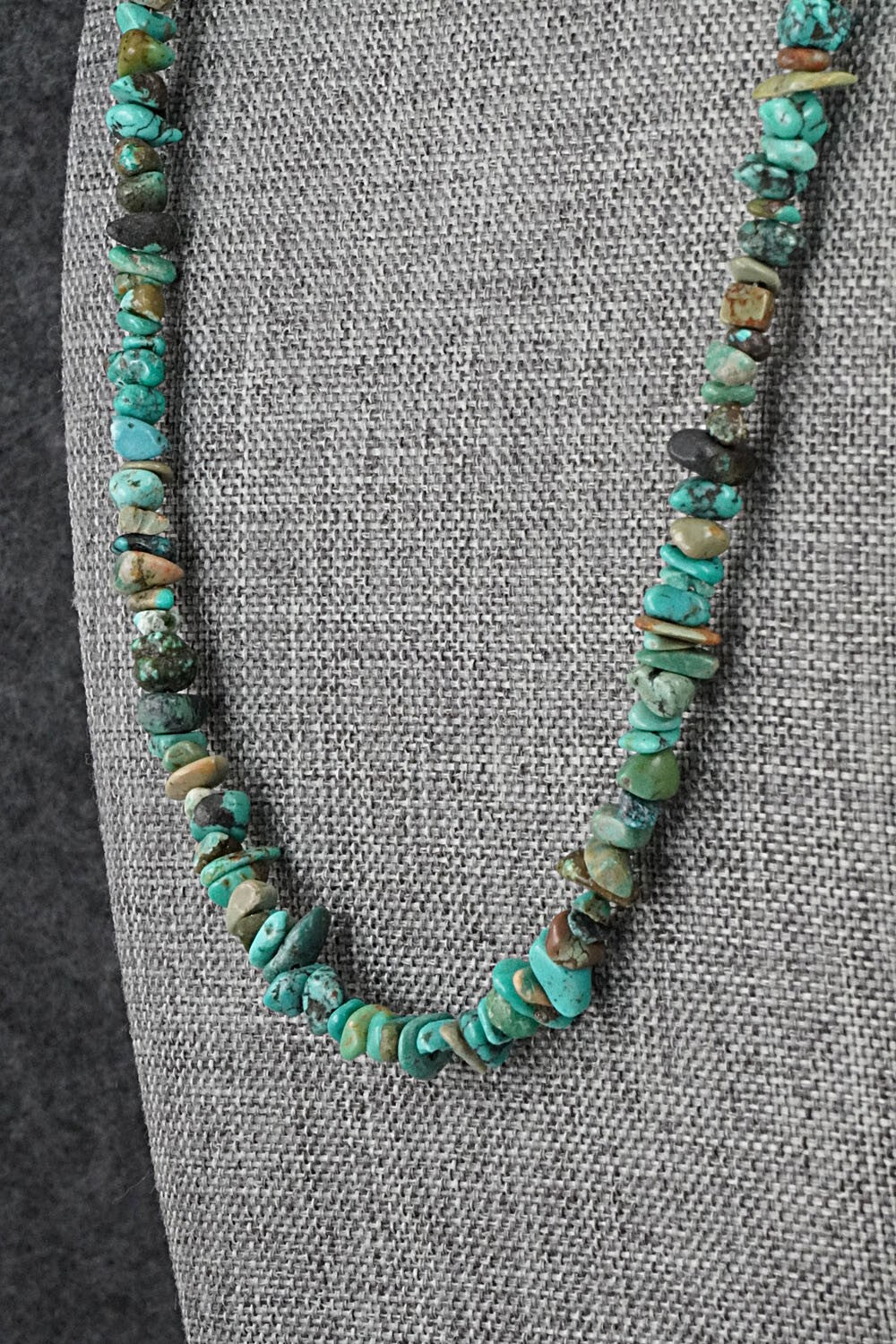 Turquoise & Sterling Silver Necklace 38" - Doreen Jake