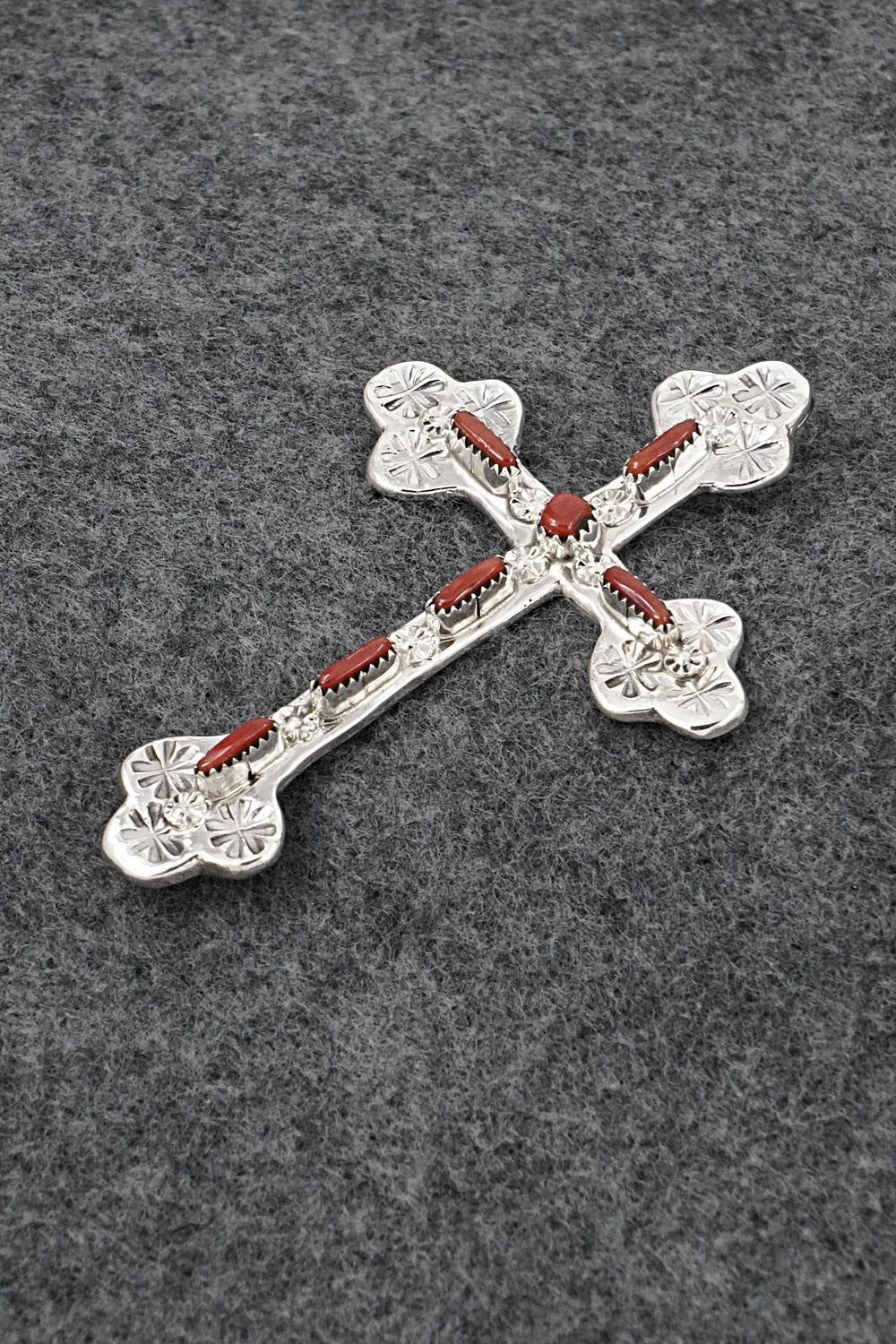 Coral & Sterling Silver Pendant - Murray Hannaweeka