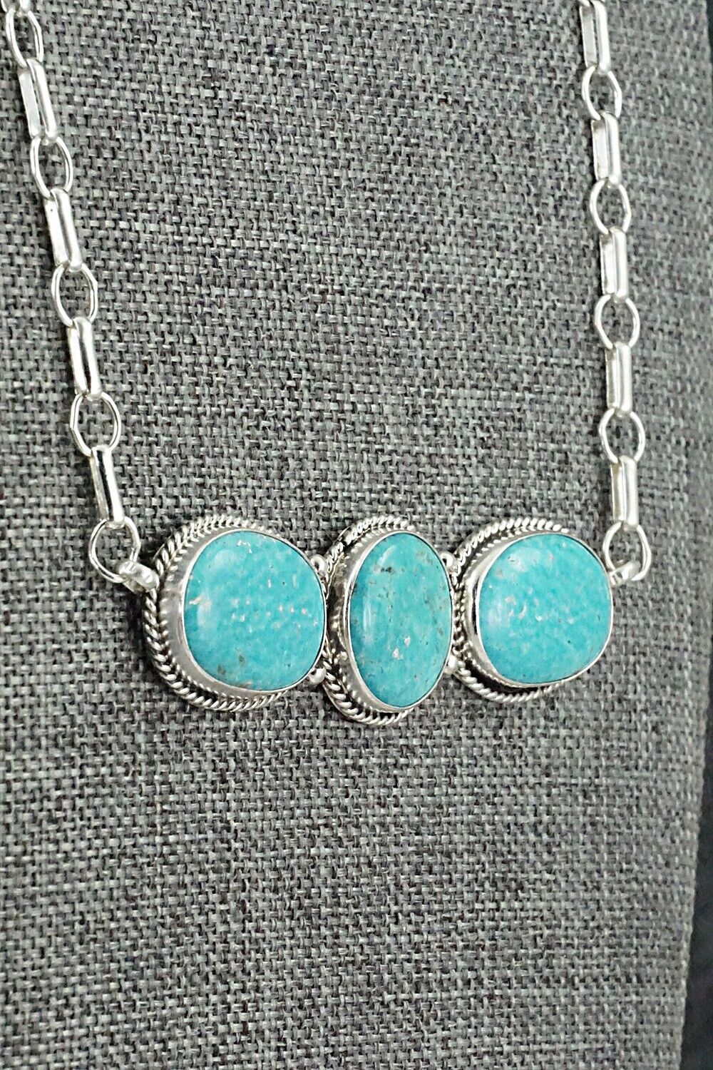 Turquoise & Sterling Silver Necklace and Earrings Set - Rena Begay