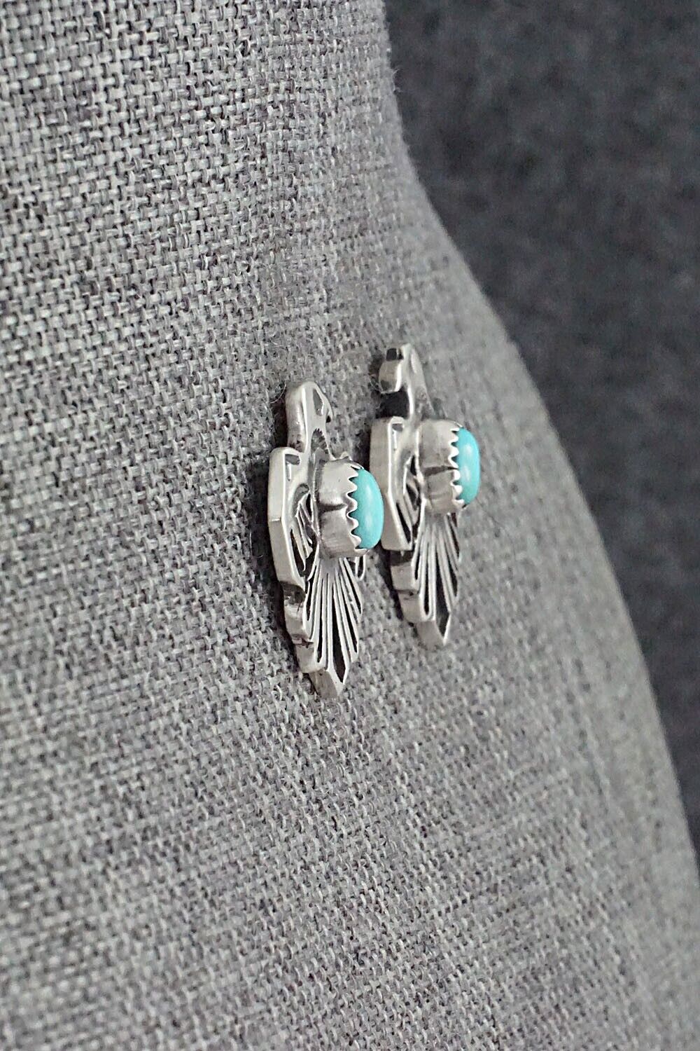 Turquoise & Sterling Silver Earrings - Jerryson Henio