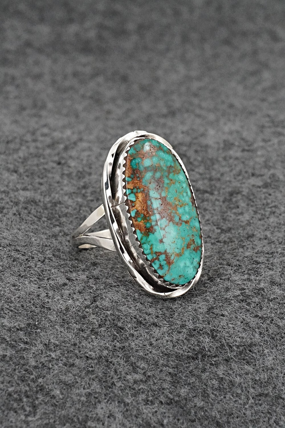 Turquoise & Sterling Silver Ring - Ernest Hawthorne - Size 8