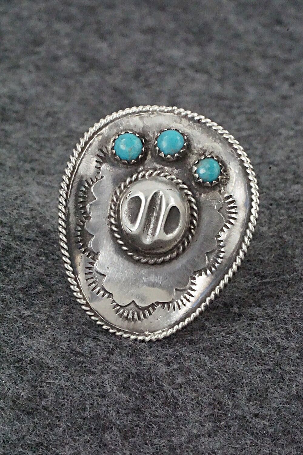 Turquoise & Sterling Silver Ring - Bobby Platero - Size 8