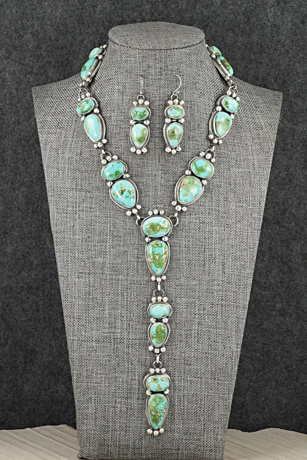 Turquoise & Sterling Silver Necklace and Earrings Set - Kathleen Livingston