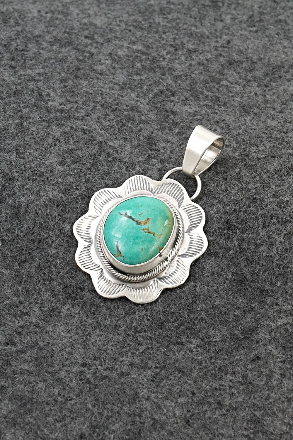Turquoise & Sterling Silver Pendant - Cordell Platero