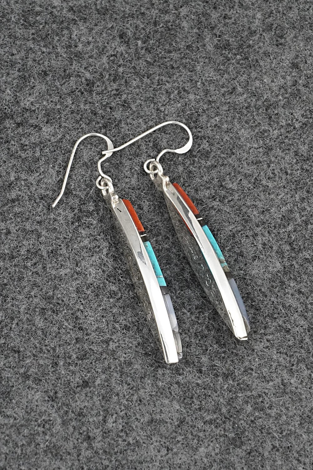 Multi-Stone Inlay & Sterling Silver Earrings - Cleo Kallestewa