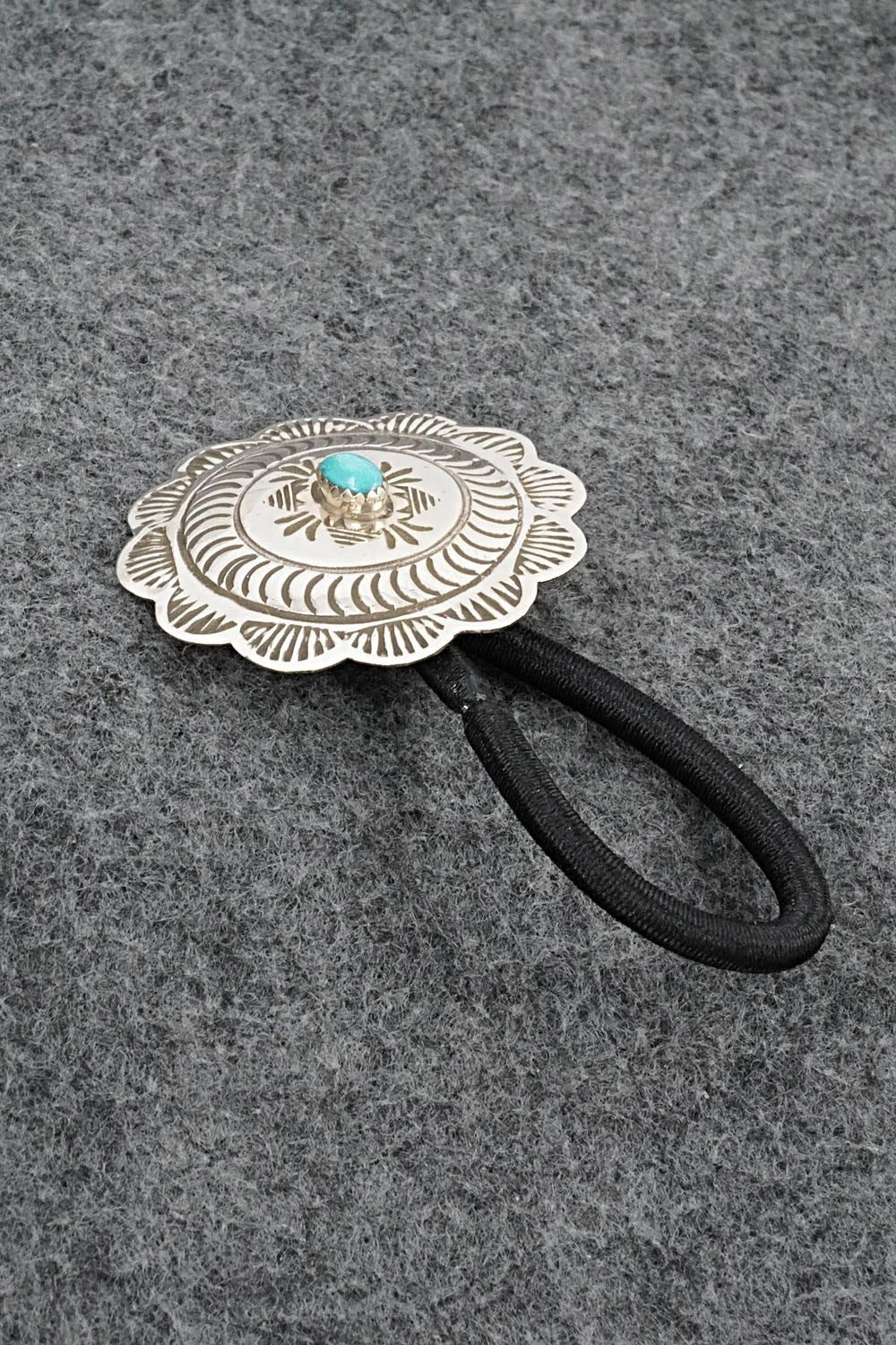 Turquoise & Sterling Silver Hair Tie - Bertha Begay