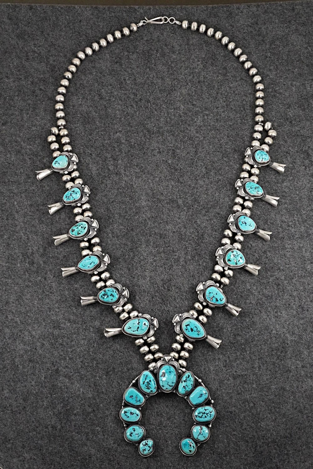Turquoise & Sterling Silver Squash Blossom Set - Derrick Gordon
