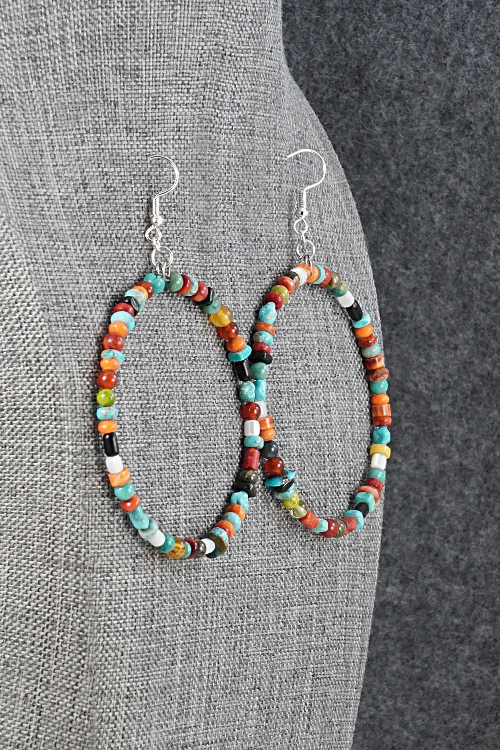 Multi-Stone & Sterling Silver Earrings - Helen Tsosie