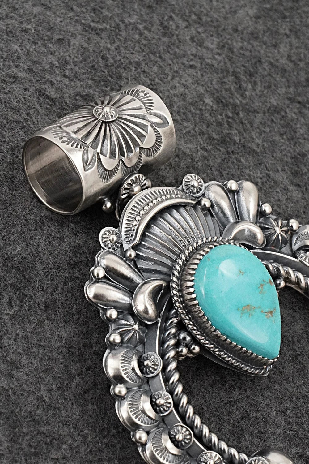 Turquoise & Sterling Silver Naja Pendant - Delbert Gordon