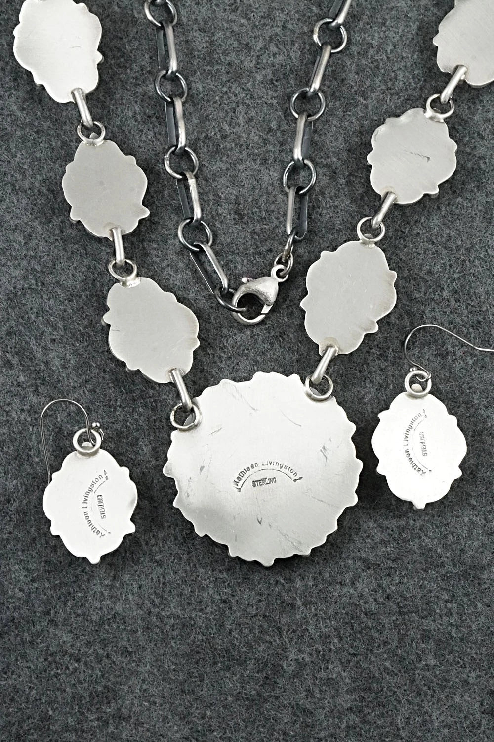 Turquoise & Sterling Silver Necklace and Earrings Set - Kathleen Livingston