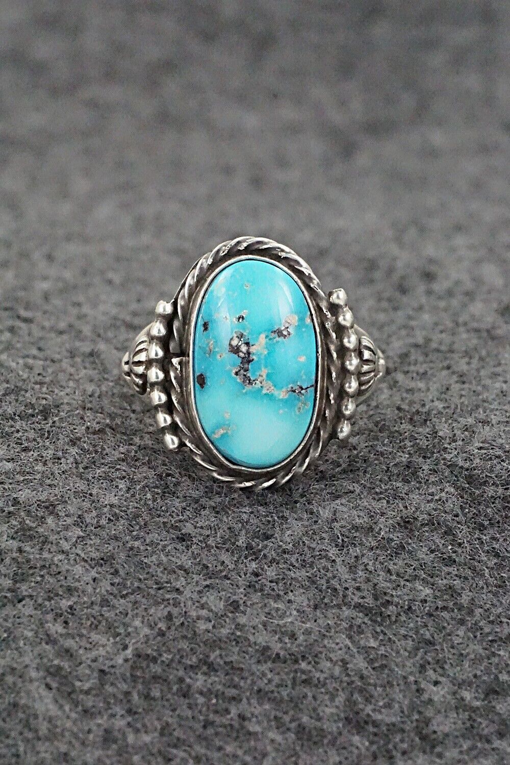 Turquoise & Sterling Silver Ring - Samuel Yellowhair - Size 7.75