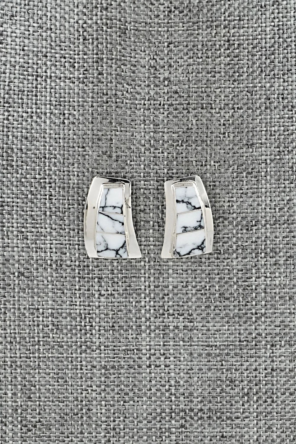 White Buffalo & Sterling Silver Earrings - Nathaniel Johnson