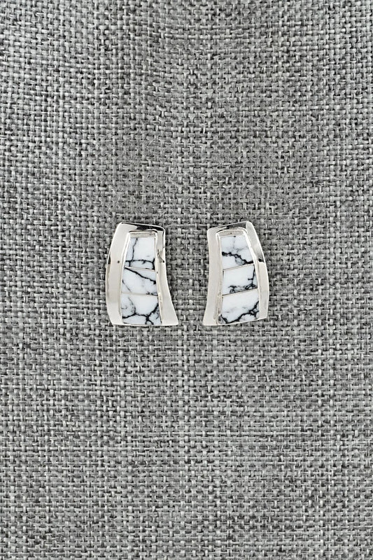 White Buffalo & Sterling Silver Earrings - Nathaniel Johnson