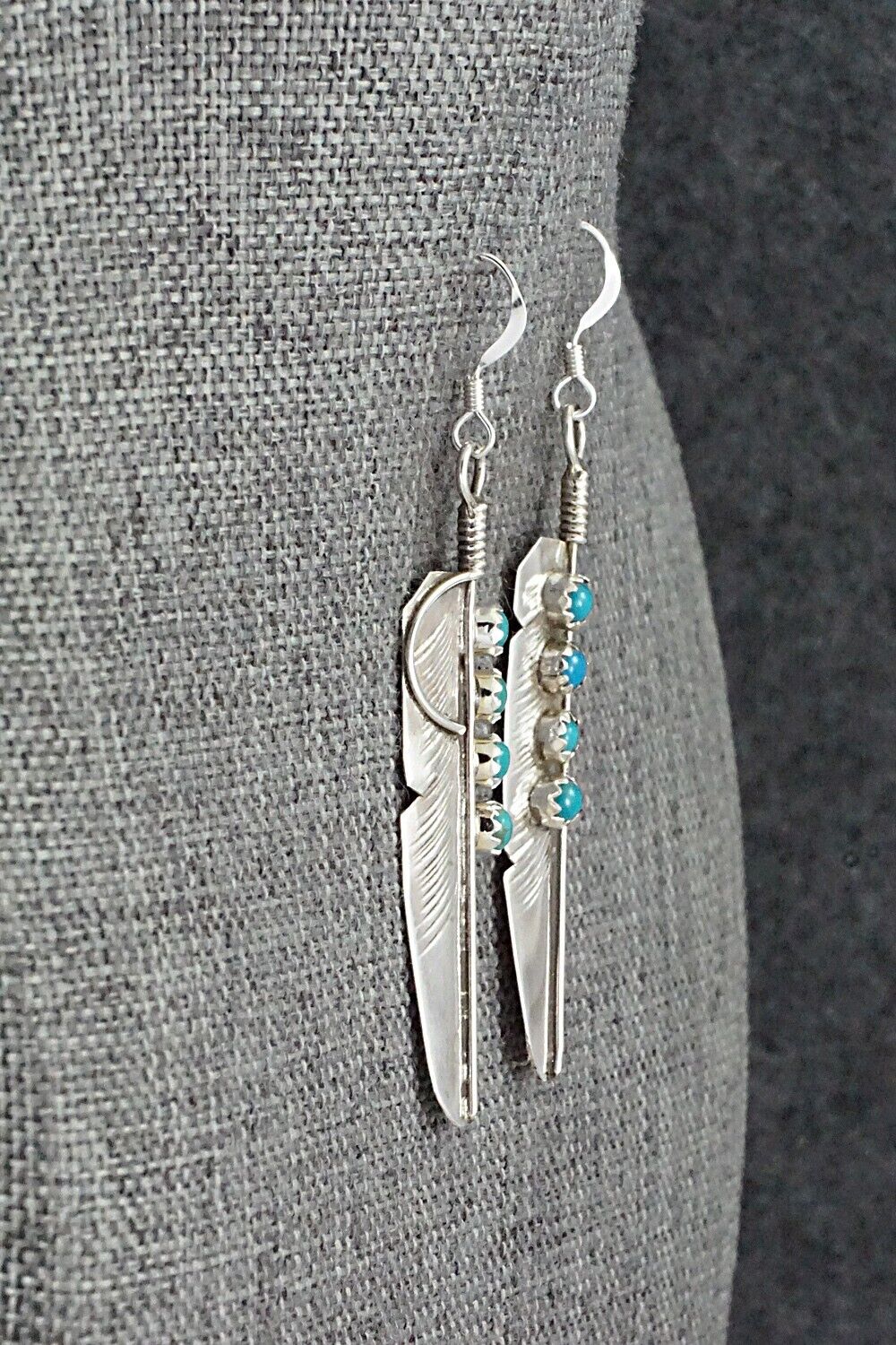 Turquoise & Sterling Silver Earrings - Chester Charley