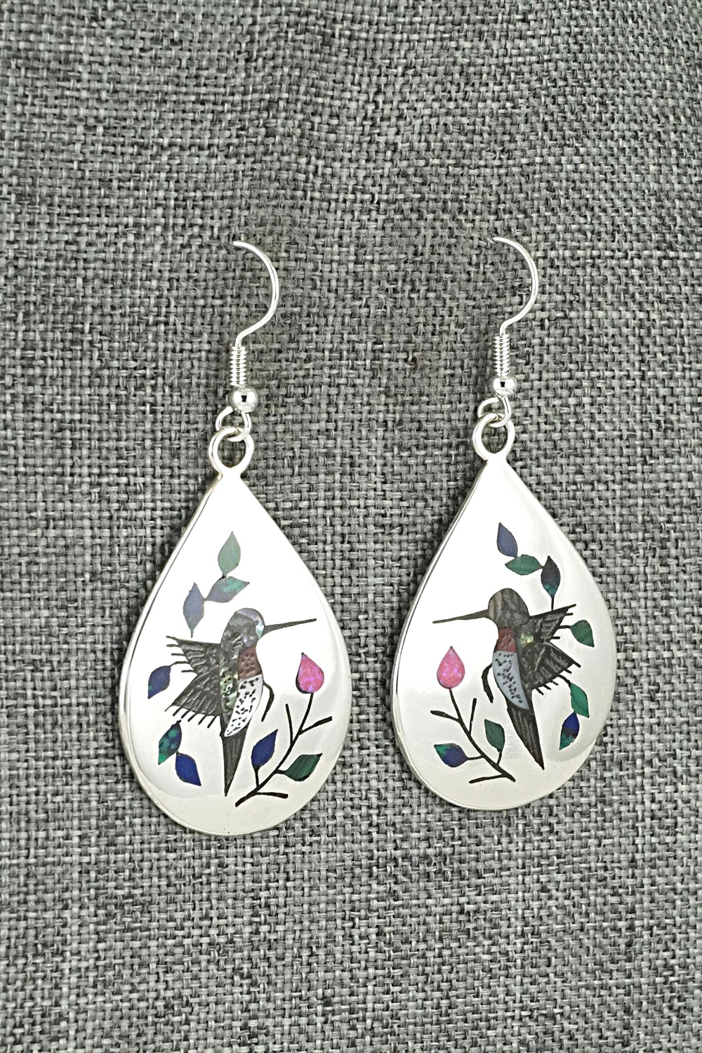 Multi-Stone Inlay & Sterling Silver Earrings - Raymond Boyd