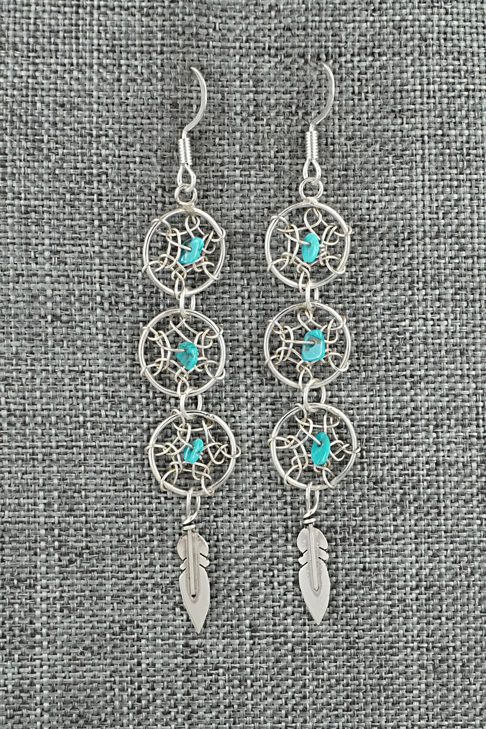 Turquoise & Sterling Silver Earrings - Lorenzo Arviso Jr.