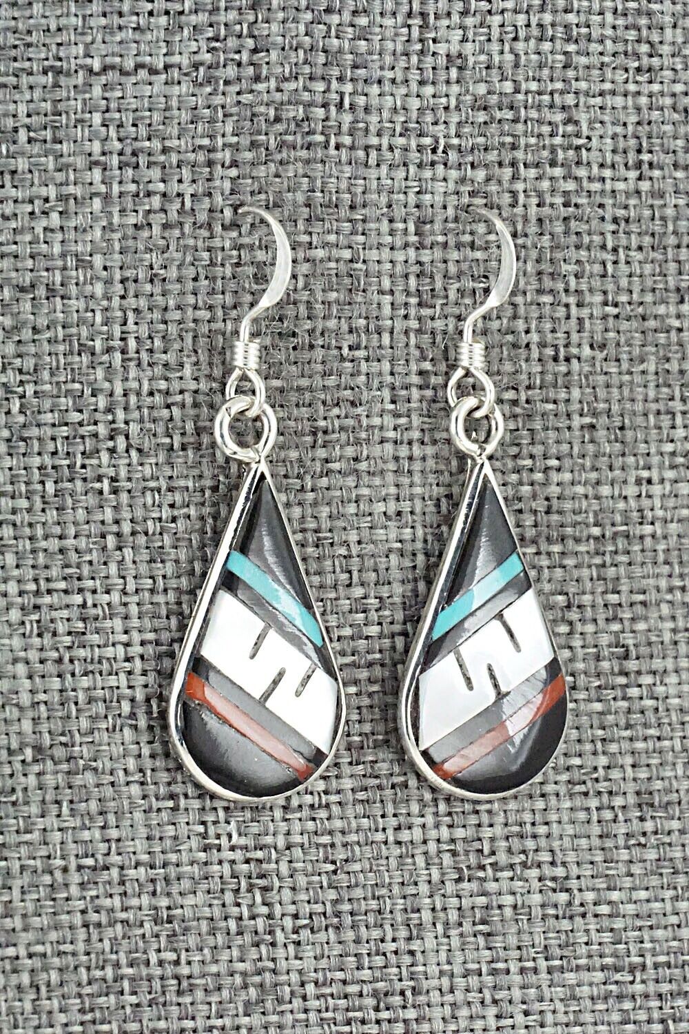 Multi Stone & Sterling Silver Inlay Earrings - Rhianna Kallestewa
