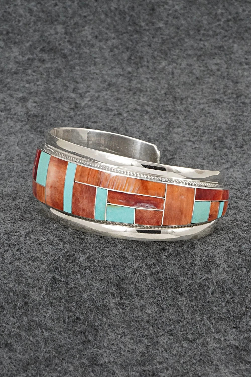 Turquoise, Spiny Oyster & Sterling Silver Bracelet - Glendora Booqua