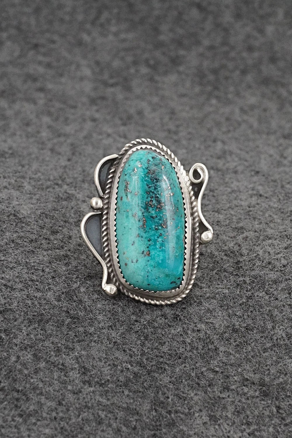 Turquoise & Sterling Silver Ring - Leslie Nez - Size 8