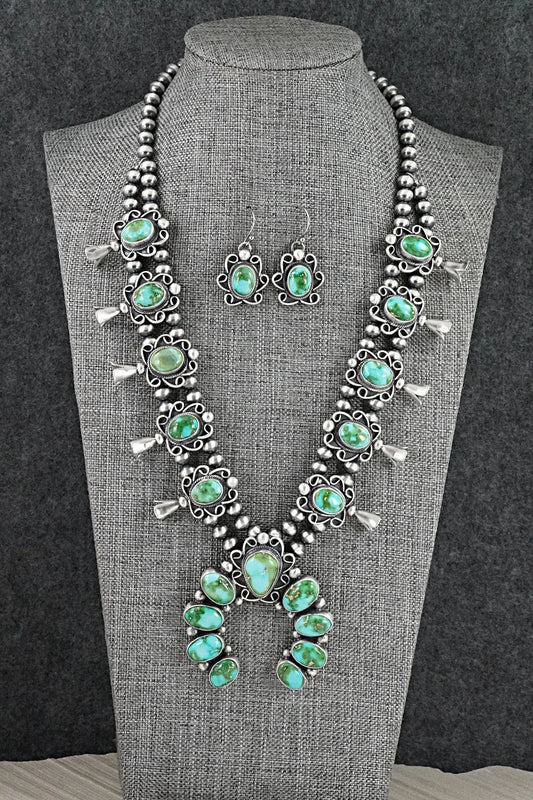 Turquoise & Sterling Silver Squash Blossom Set - Darrin Livingston