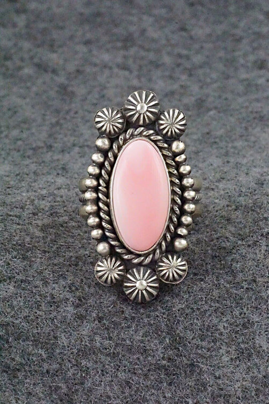 Pink Conch Shell & Sterling Silver Ring - Michael Calladitto - Size 9