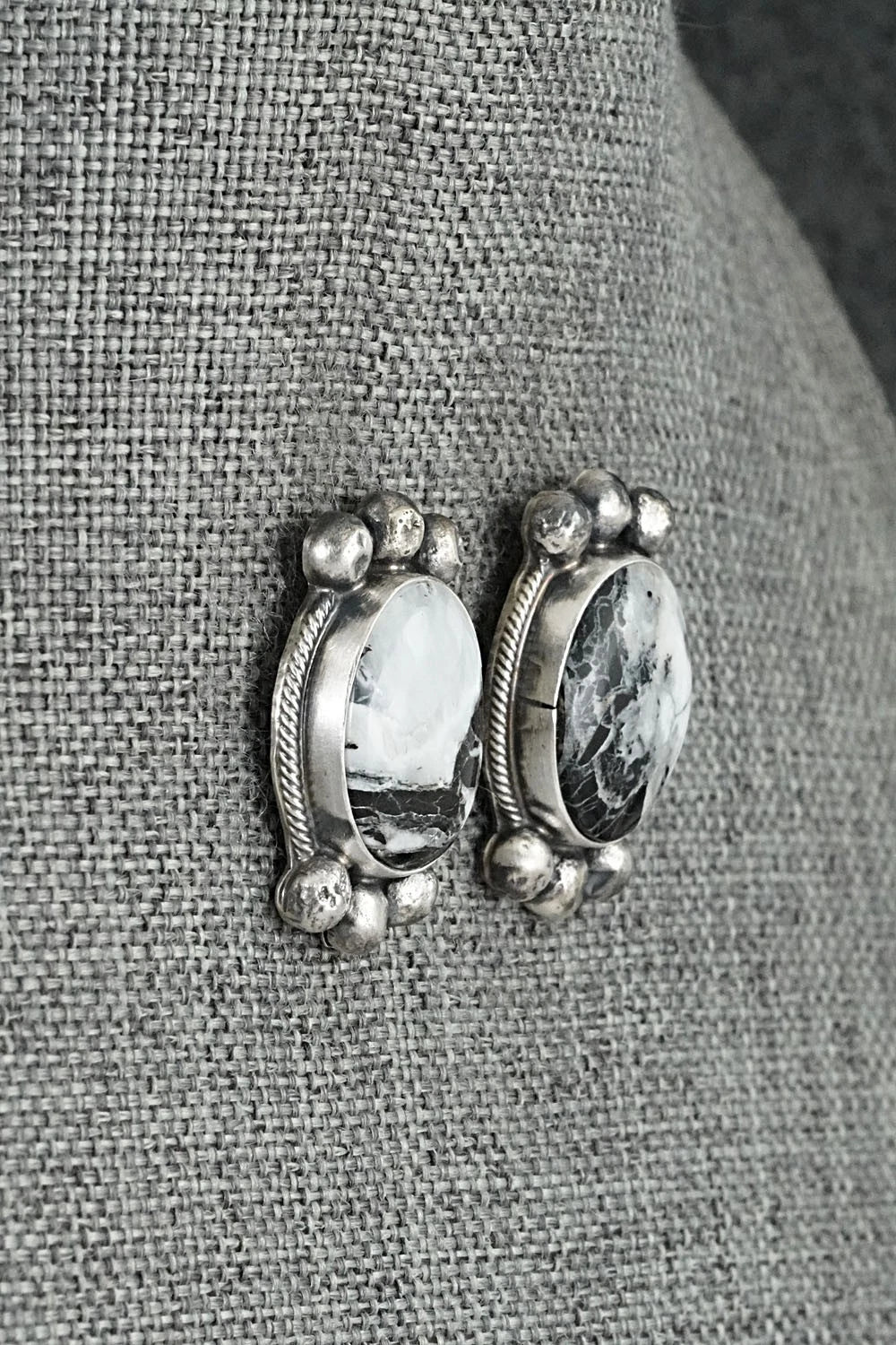 White Buffalo & Sterling Silver Squash Blossom Set - Darrin Livingston
