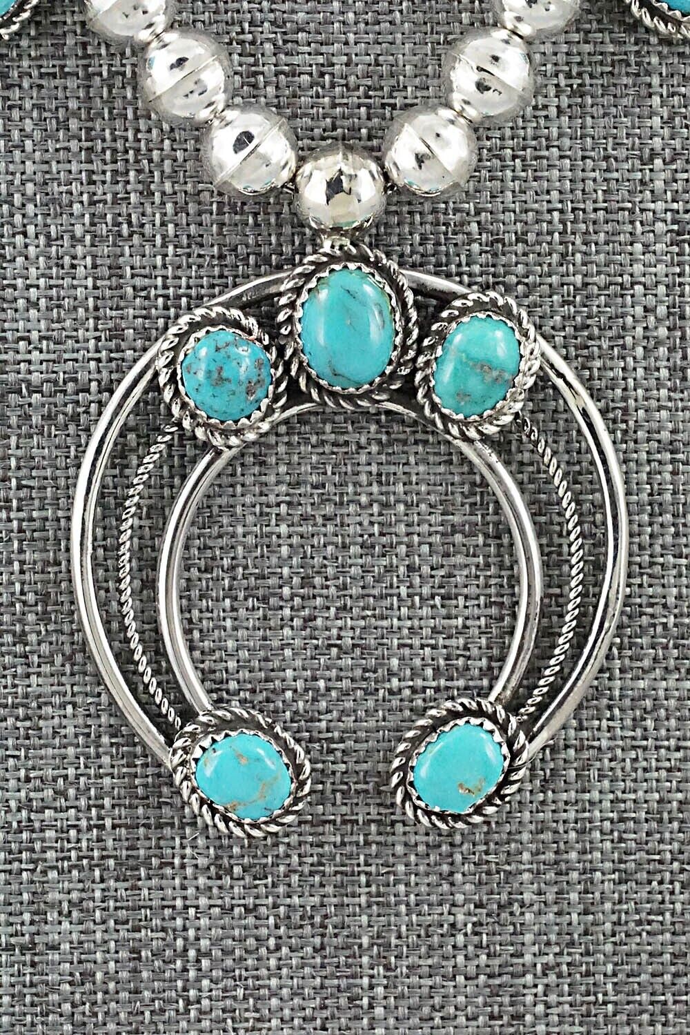 Turquoise & Sterling Silver Squash Blossom Necklace - Phil Garcia
