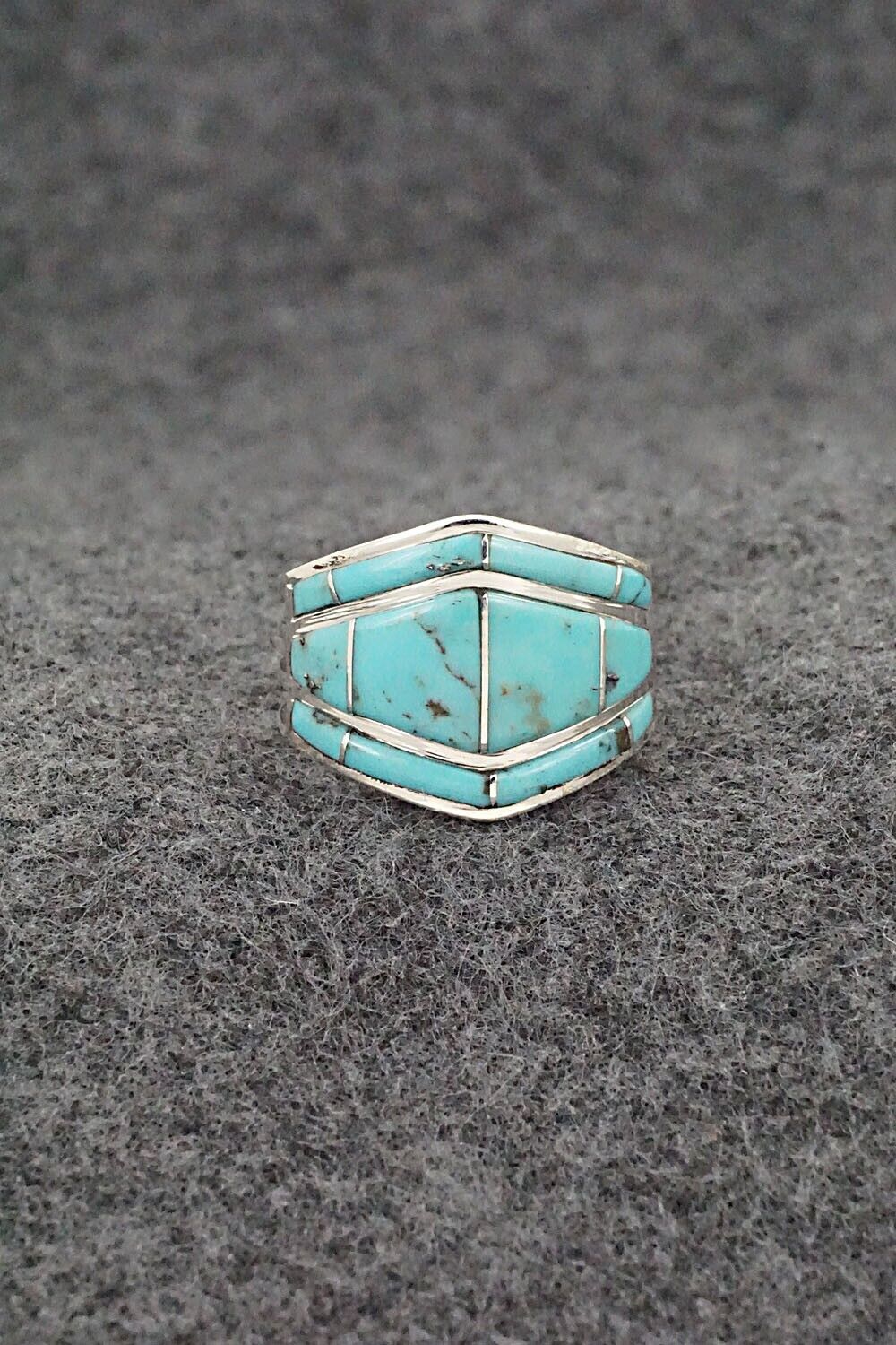 Turquoise & Sterling Silver Ring - Andrew Enrico - Size 8.5