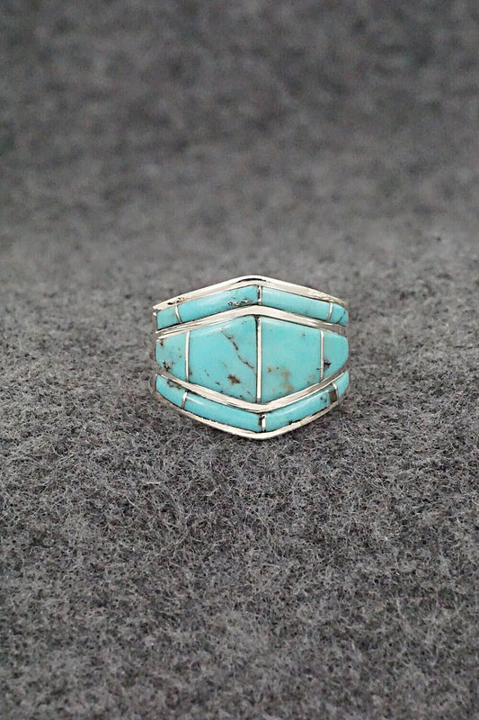 Turquoise & Sterling Silver Ring - Andrew Enrico - Size 8.5