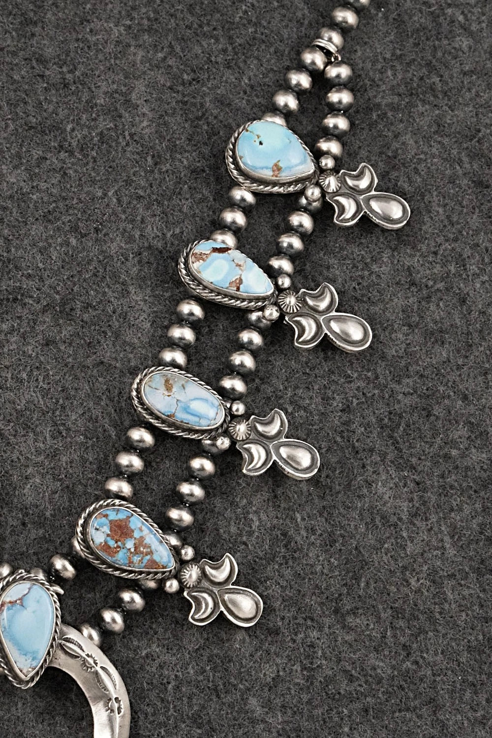 Turquoise & Sterling Silver Squash Blossom Set - Matthew Gordon